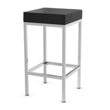 Faux Leather Bar Stool With Brushed Chrome Steel Frame - Cranston