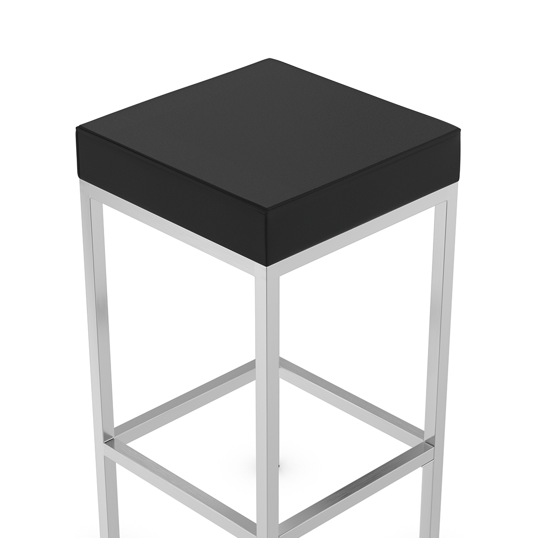 Faux Leather Bar Stool With Brushed Chrome Steel Frame - Cranston