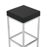 Faux Leather Bar Stool With Brushed Chrome Steel Frame - Cranston