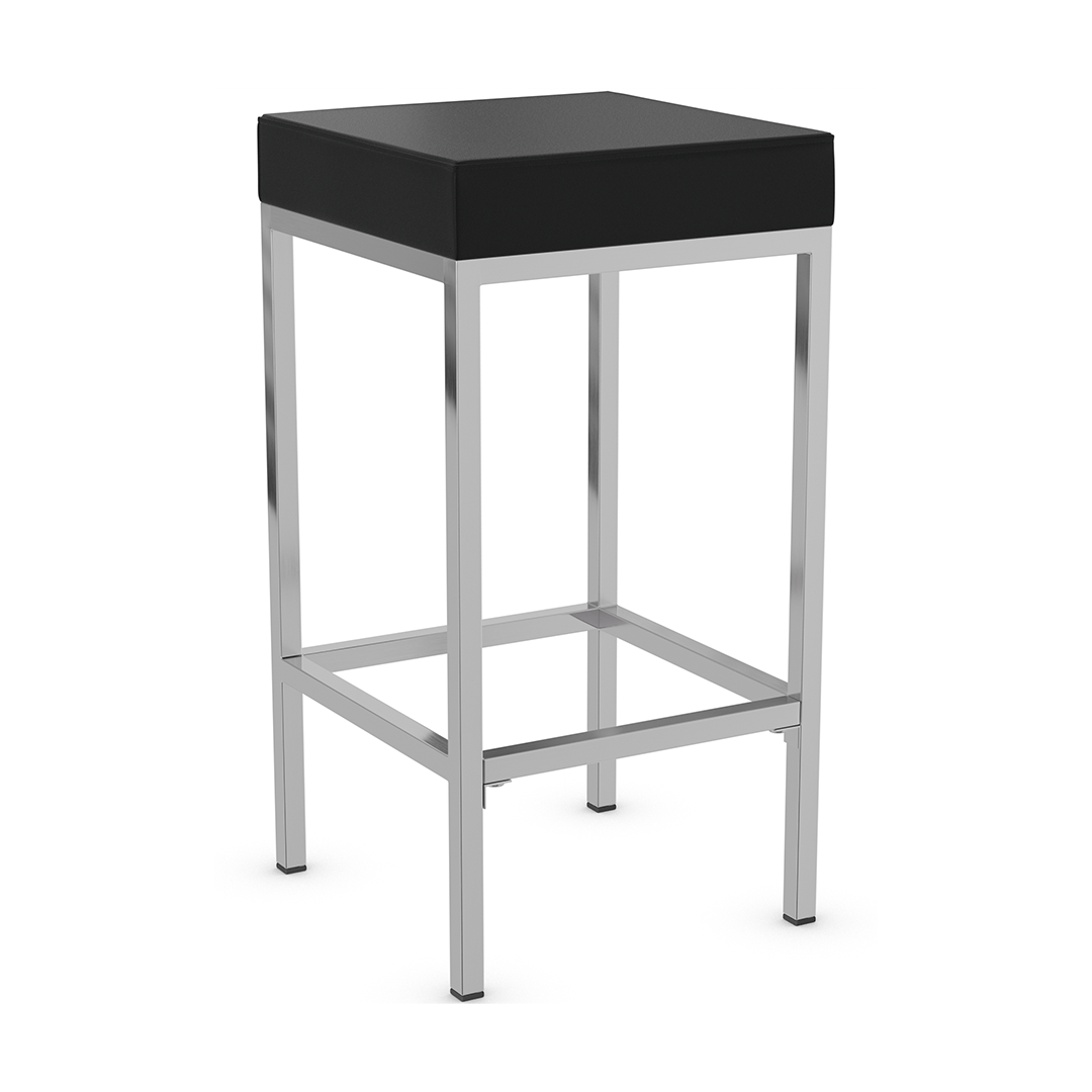 Faux Leather Bar Stool With Brushed Chrome Steel Frame - Cranston