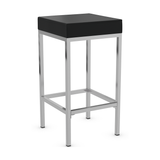 Faux Leather Bar Stool With Brushed Chrome Steel Frame - Cranston