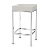 Faux Leather Bar Stool With Brushed Chrome Steel Frame - Cranston