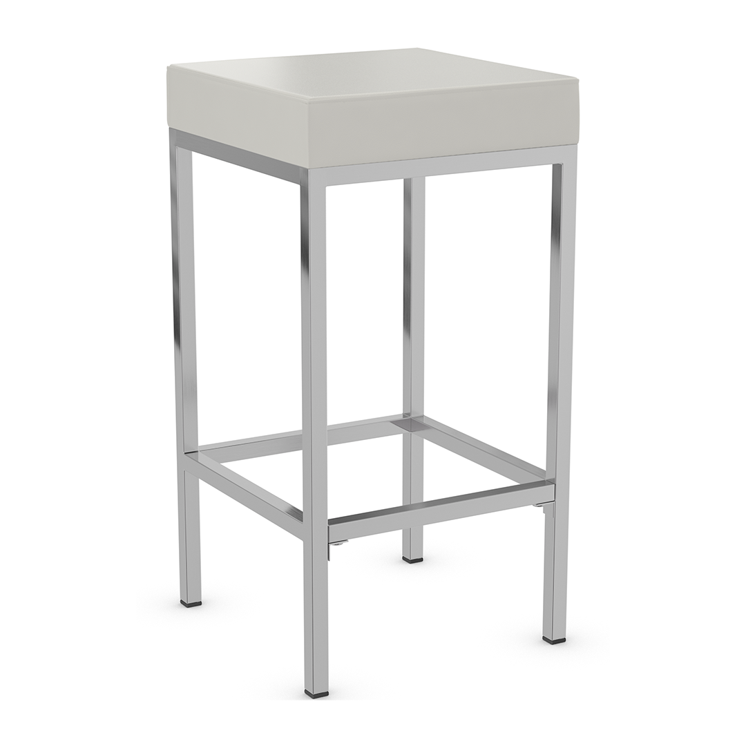 Faux Leather Bar Stool With Brushed Chrome Steel Frame - Cranston