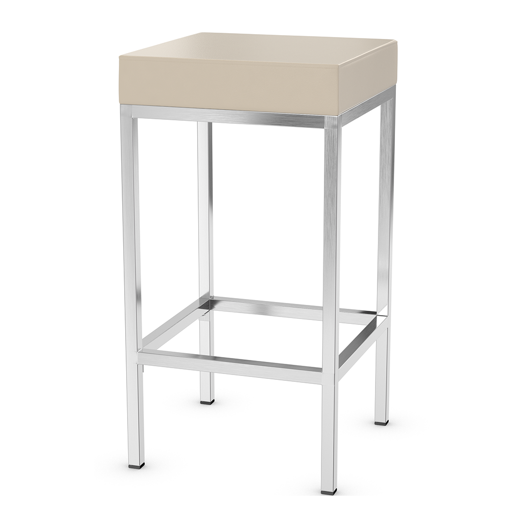 Faux Leather Bar Stool With Brushed Chrome Steel Frame - Cranston