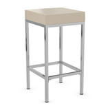 Faux Leather Bar Stool With Brushed Chrome Steel Frame - Cranston
