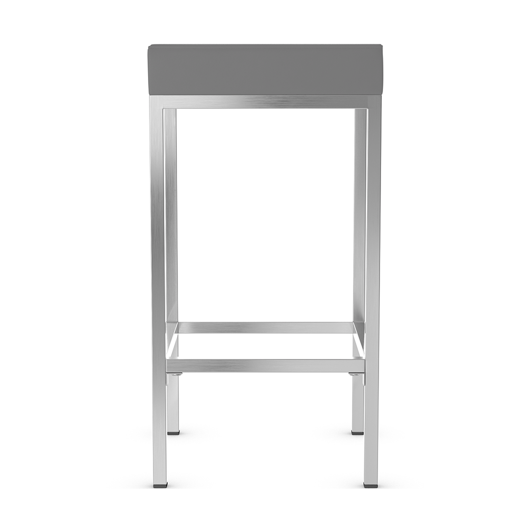 Faux Leather Bar Stool With Brushed Chrome Steel Frame - Cranston