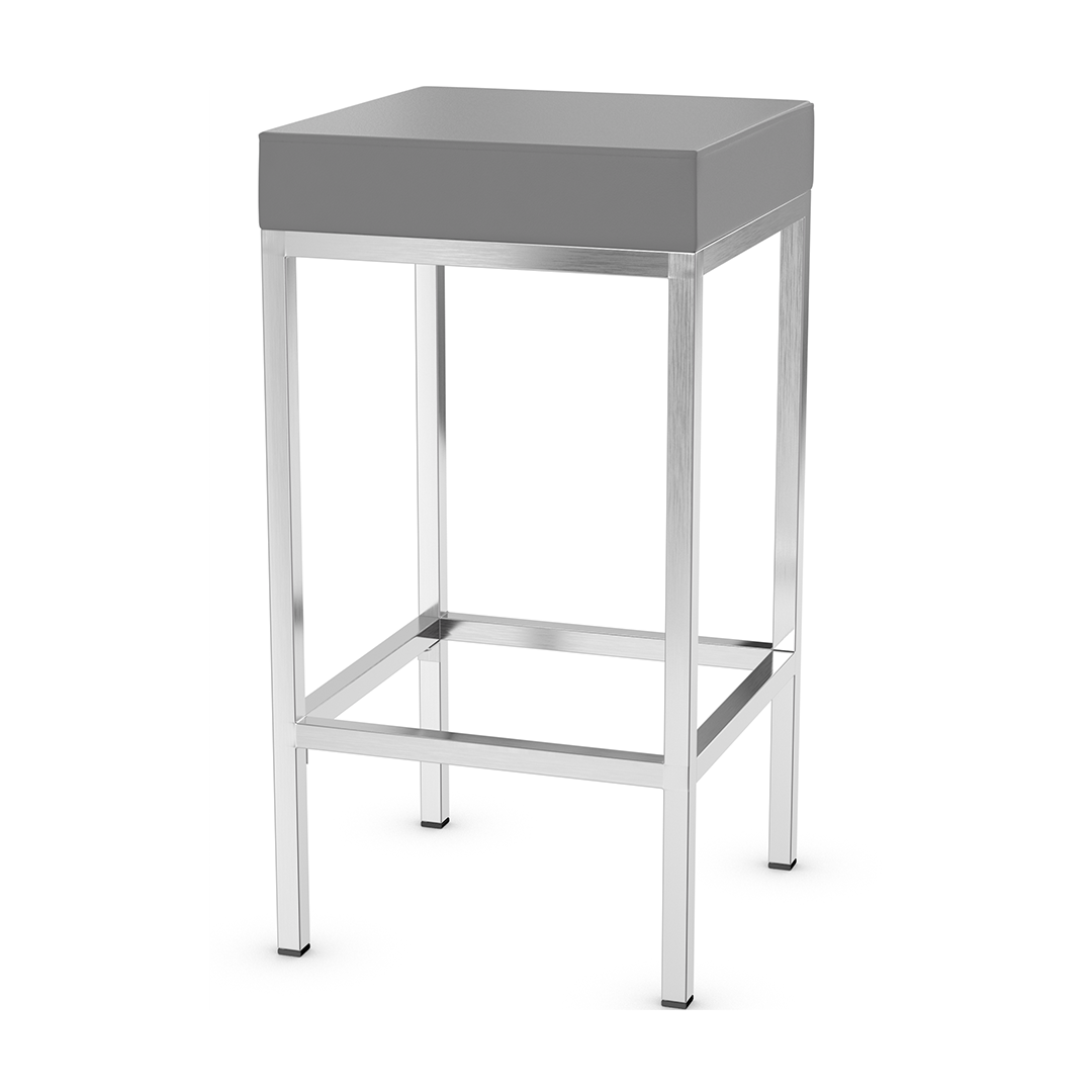 Faux Leather Bar Stool With Brushed Chrome Steel Frame - Cranston