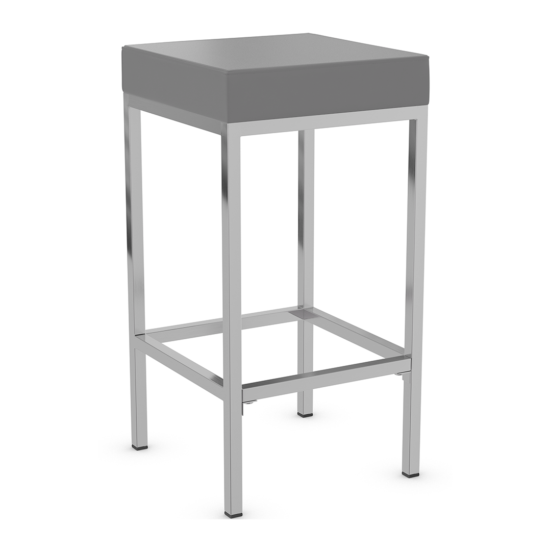 Faux Leather Bar Stool With Brushed Chrome Steel Frame - Cranston