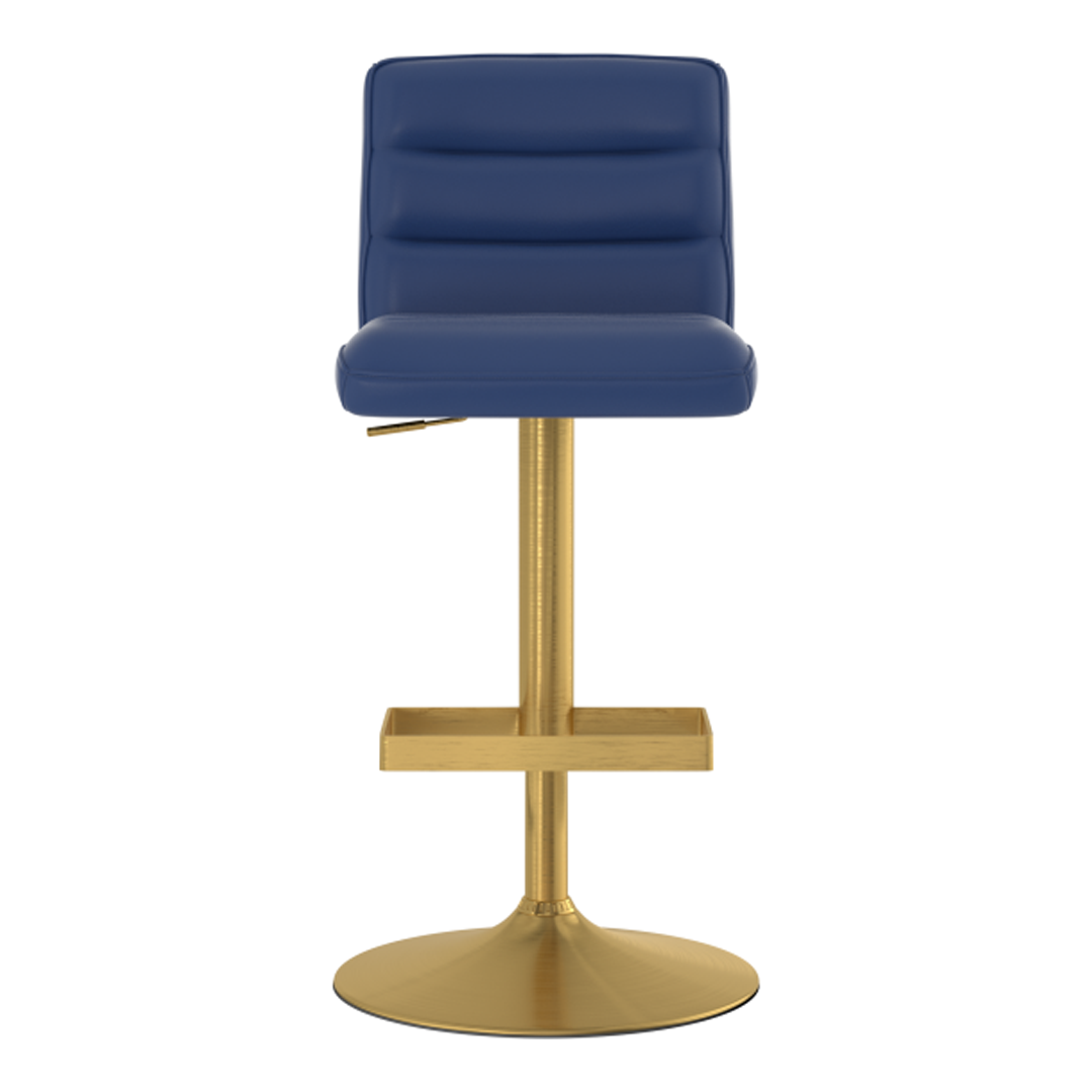 Faux Leather Bar Stool With Brushed Gold Base - Parkley