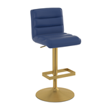 Faux Leather Bar Stool With Brushed Gold Base - Parkley