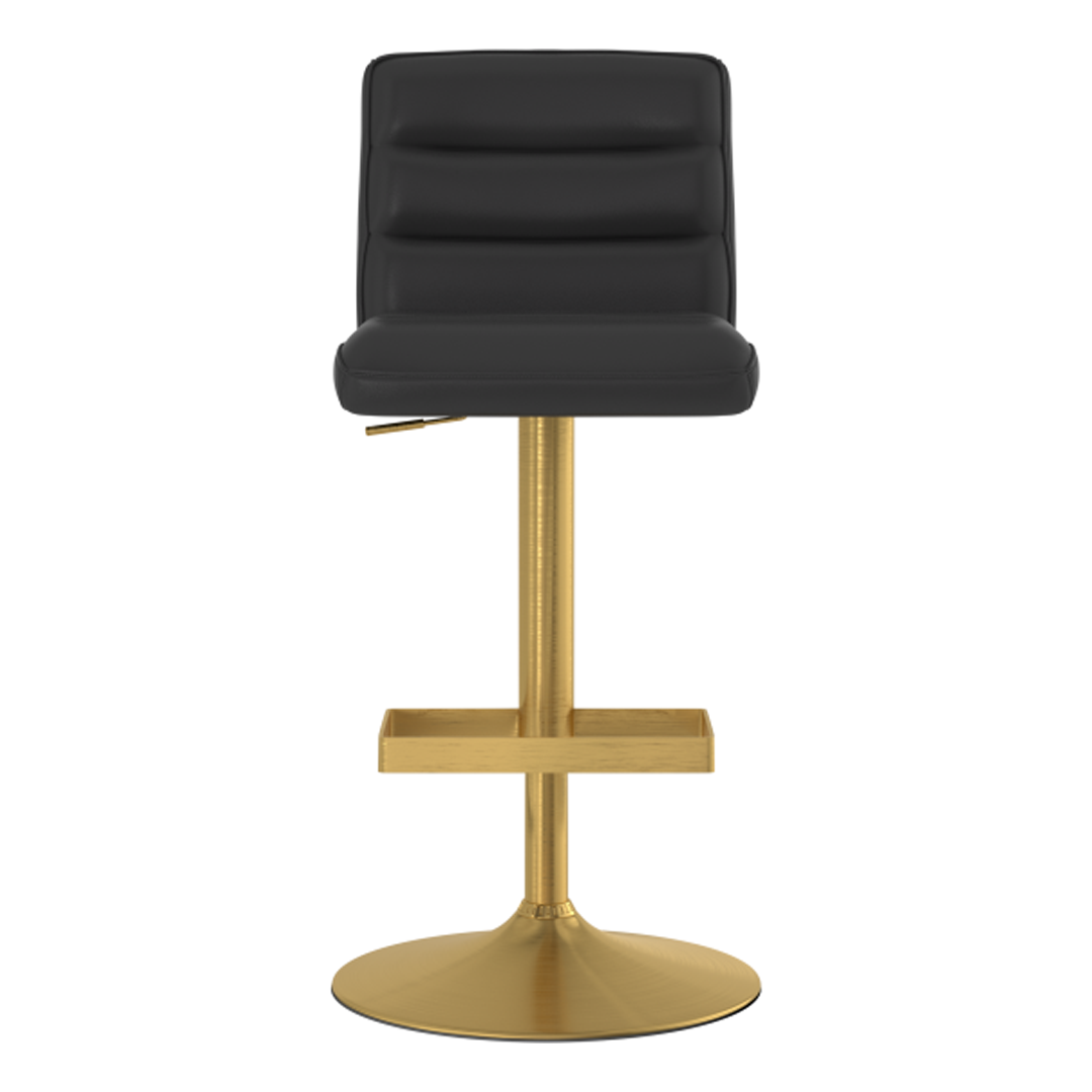 Faux Leather Bar Stool With Brushed Gold Base - Parkley