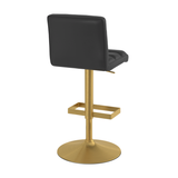 Faux Leather Bar Stool With Brushed Gold Base - Parkley