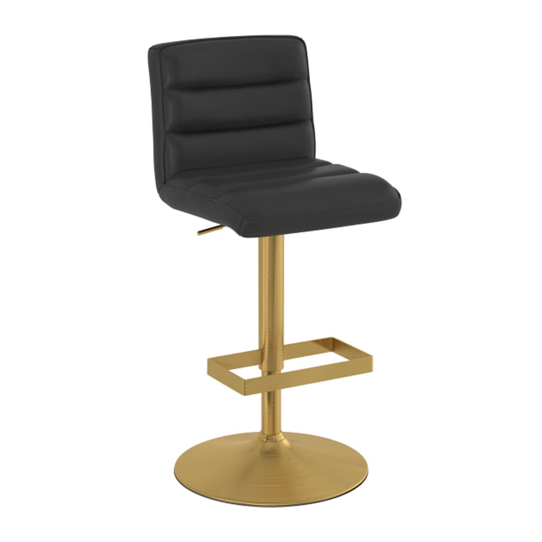 Faux Leather Bar Stool With Brushed Gold Base - Parkley