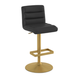 Faux Leather Bar Stool With Brushed Gold Base - Parkley