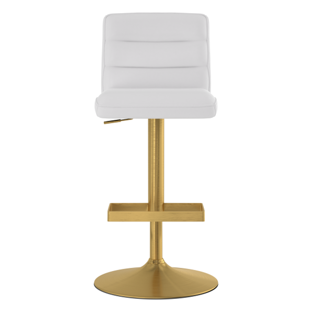 Faux Leather Bar Stool With Brushed Gold Base - Parkley