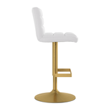 Faux Leather Bar Stool With Brushed Gold Base - Parkley