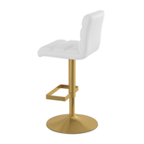 Faux Leather Bar Stool With Brushed Gold Base - Parkley