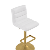 Faux Leather Bar Stool With Brushed Gold Base - Parkley