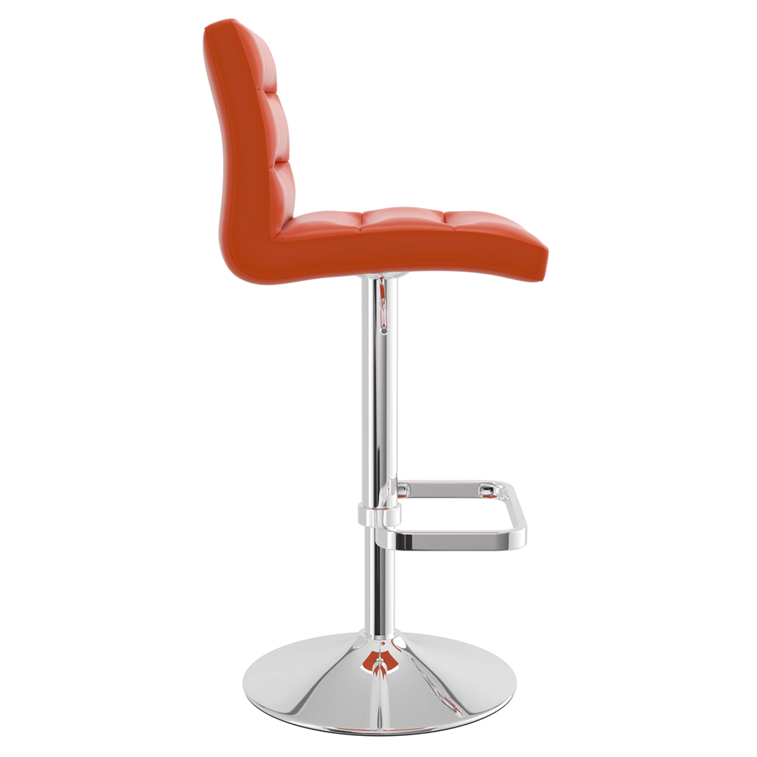 Faux Leather Bar Stool With Chrome Base - Dunley