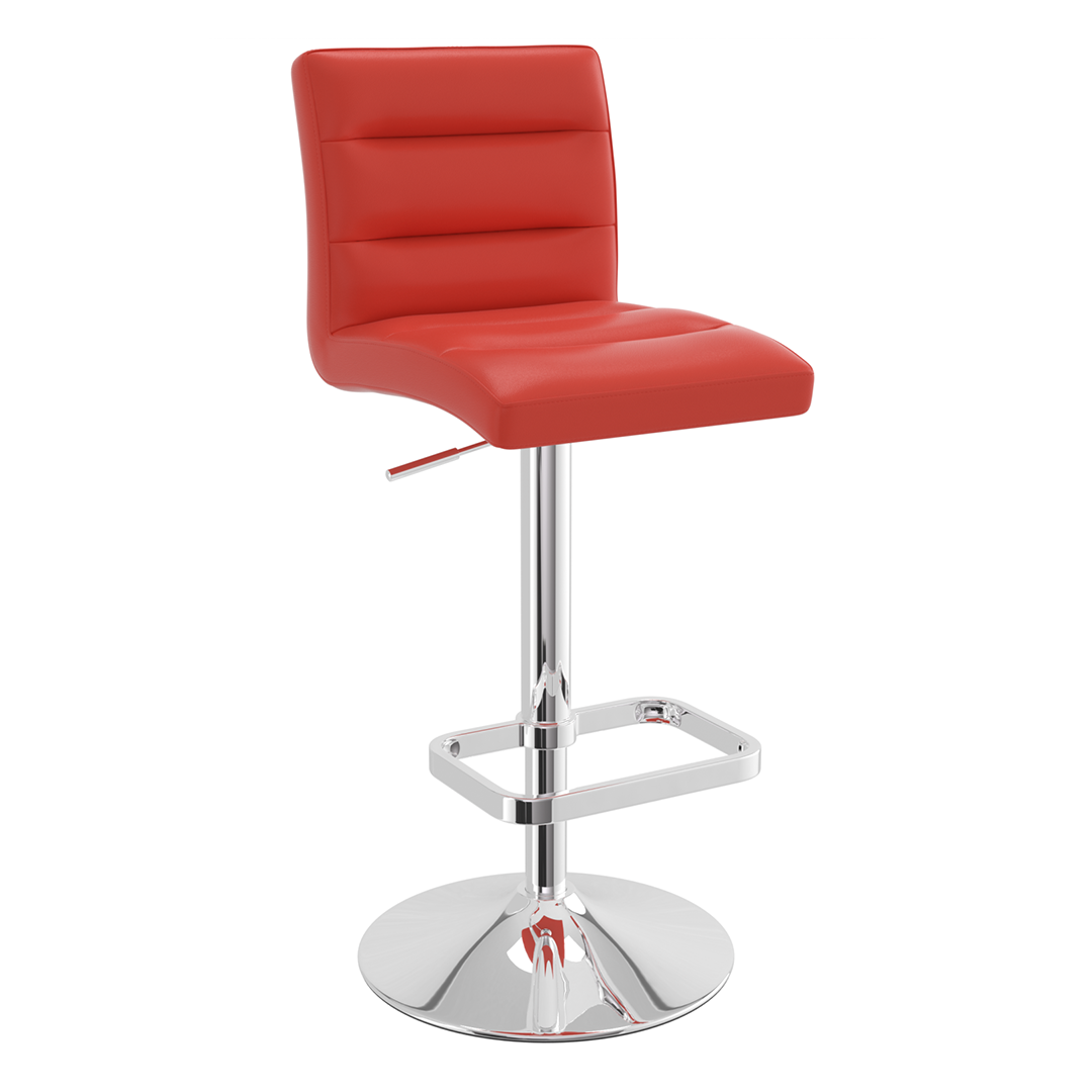 Faux Leather Bar Stool With Chrome Base - Dunley