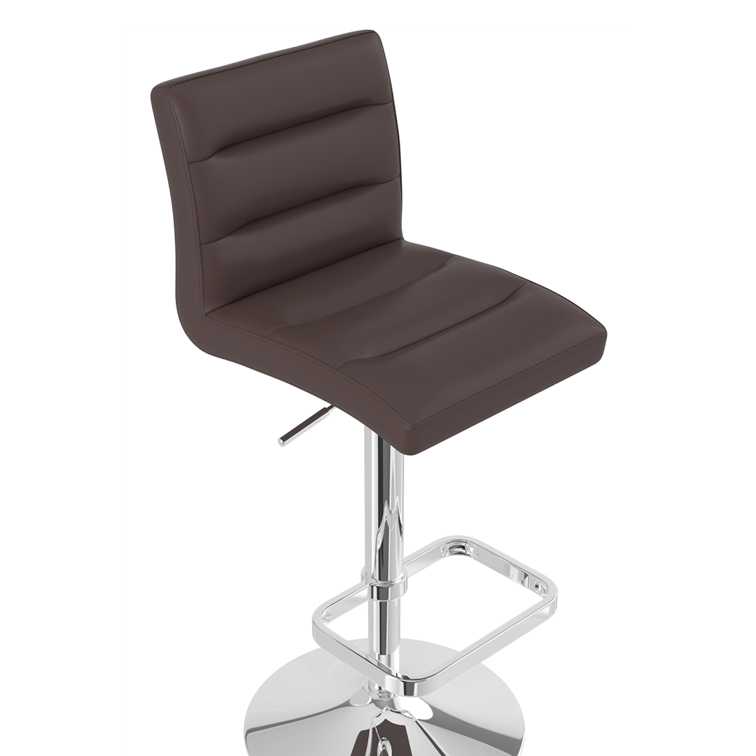 Faux Leather Bar Stool With Chrome Base - Dunley