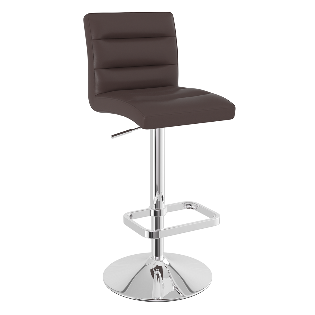 Faux Leather Bar Stool With Chrome Base - Dunley
