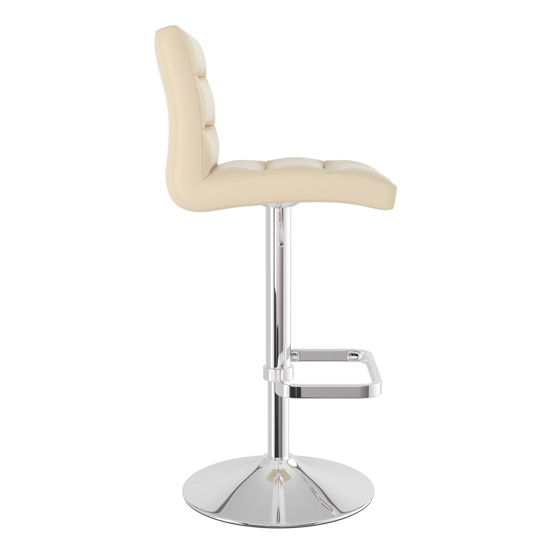 Faux Leather Bar Stool With Chrome Base - Dunley