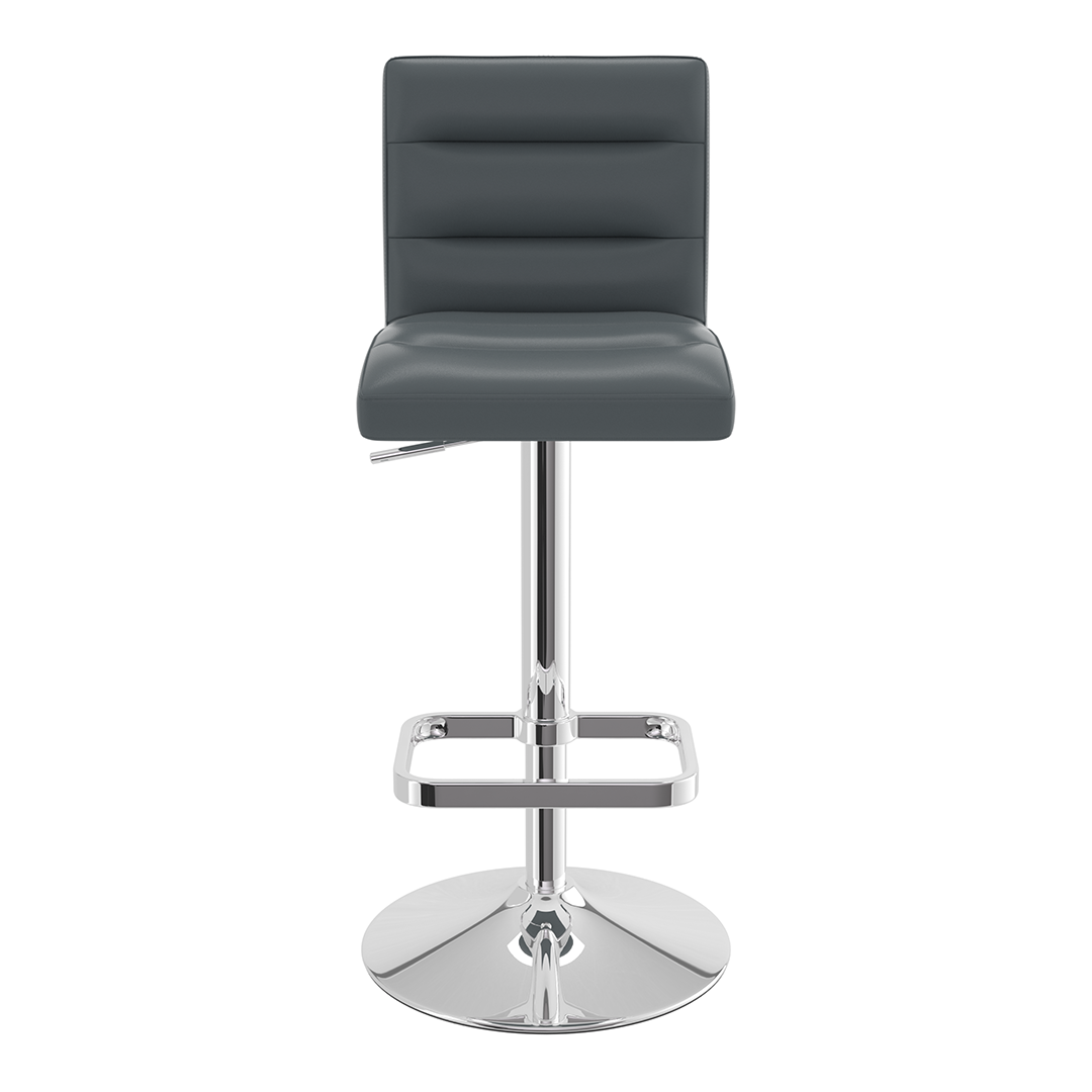 Faux Leather Bar Stool With Chrome Base - Dunley