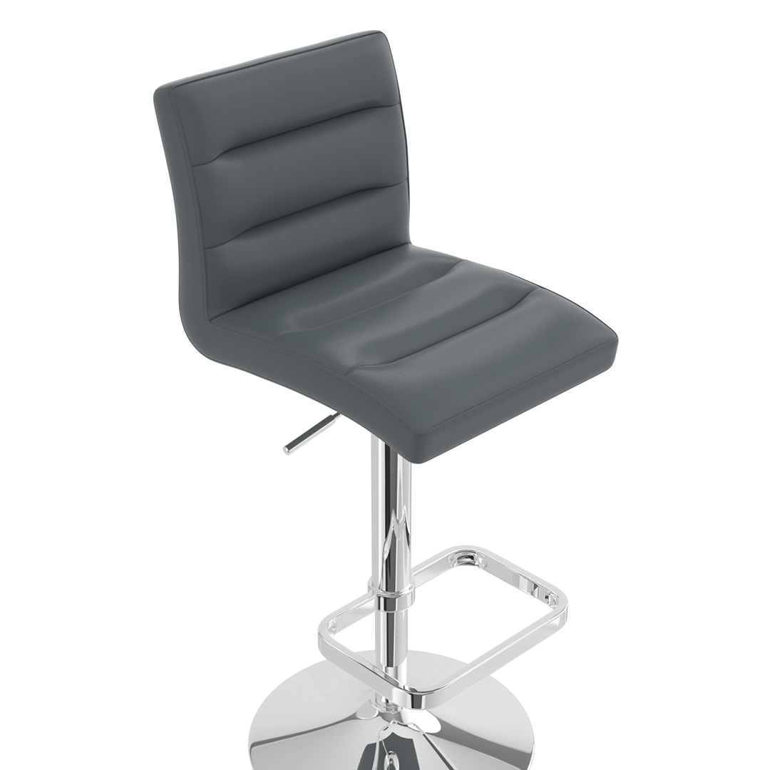 Faux Leather Bar Stool With Chrome Base - Dunley