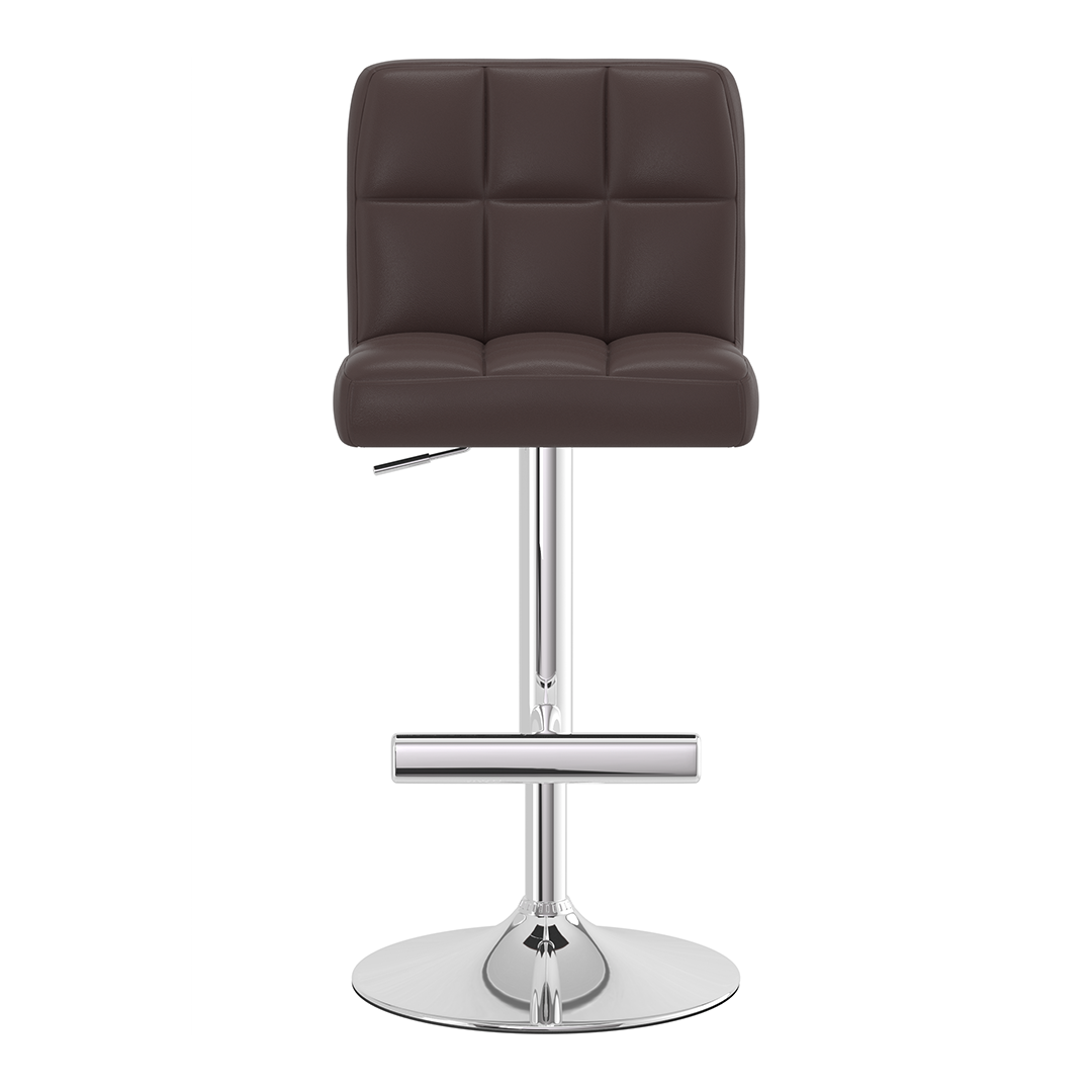 Faux Leather Bar Stool With Chrome Metal Pedestal Base - Goldcrest