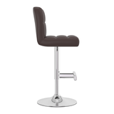 Faux Leather Bar Stool With Chrome Metal Pedestal Base - Goldcrest