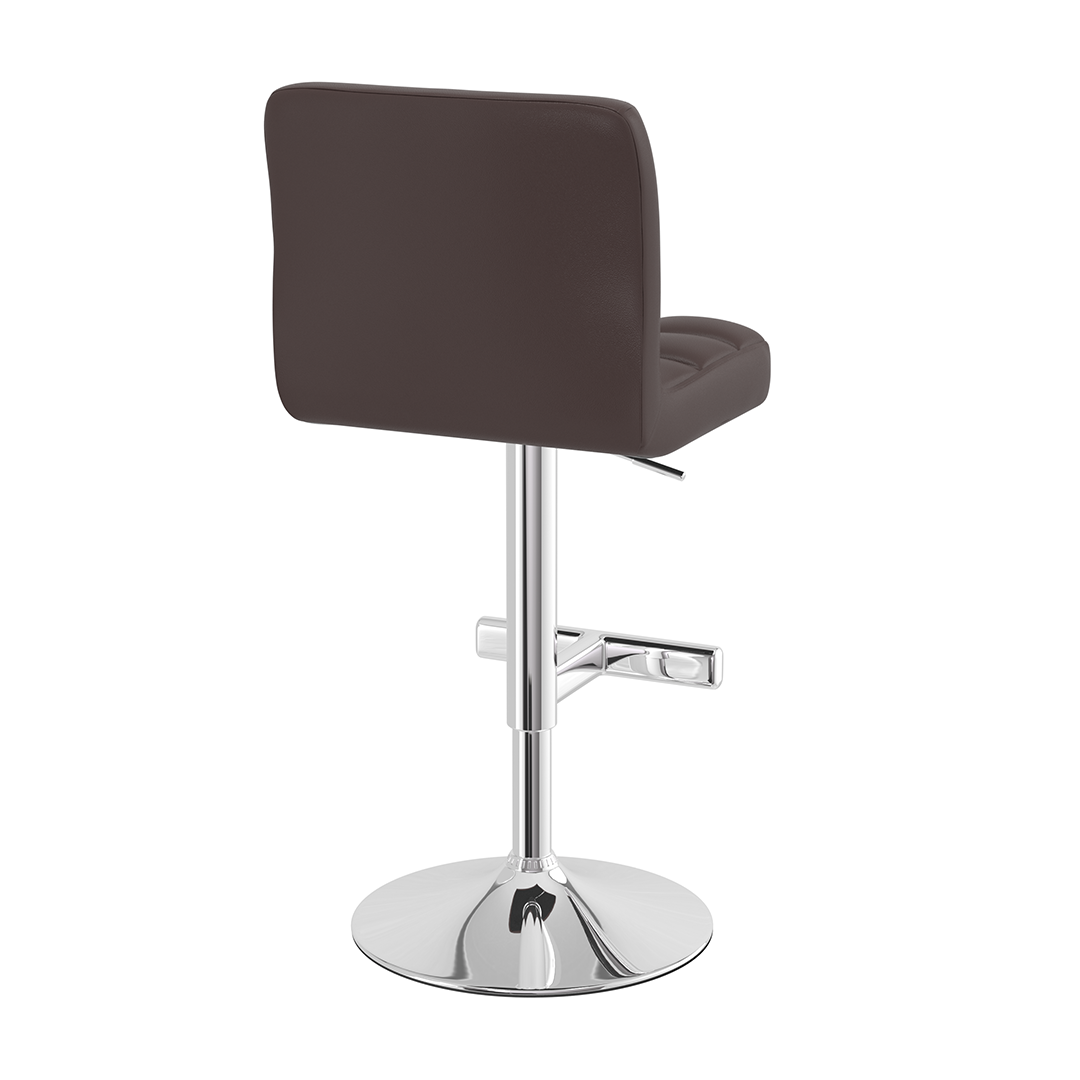 Faux Leather Bar Stool With Chrome Metal Pedestal Base - Goldcrest