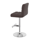 Faux Leather Bar Stool With Chrome Metal Pedestal Base - Goldcrest