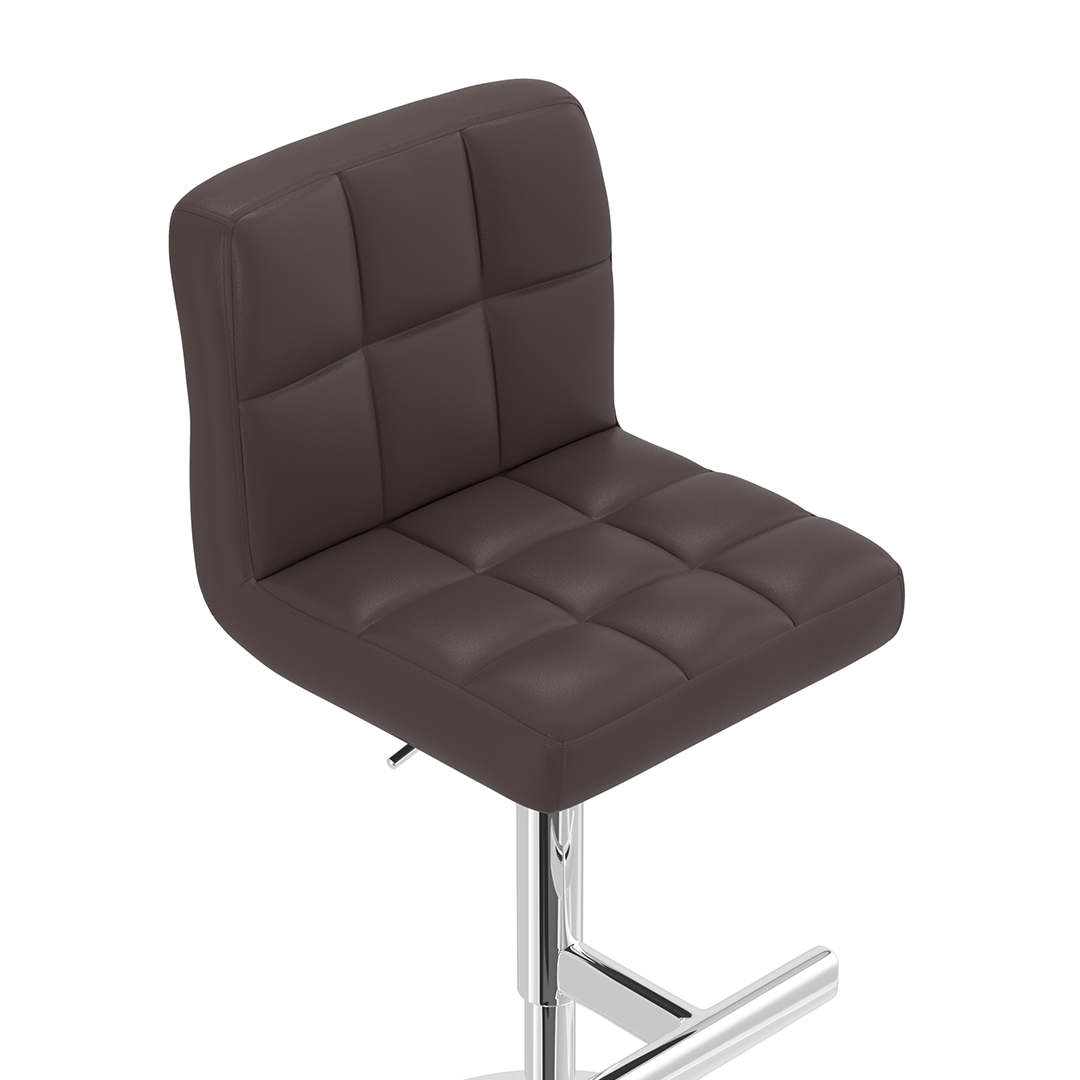 Faux Leather Bar Stool With Chrome Metal Pedestal Base - Goldcrest