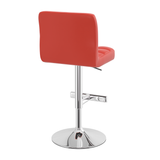 Faux Leather Bar Stool With Chrome Metal Pedestal Base - Goldcrest