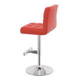 Faux Leather Bar Stool With Chrome Metal Pedestal Base - Goldcrest