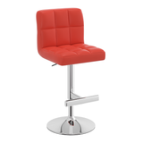 Faux Leather Bar Stool With Chrome Metal Pedestal Base - Goldcrest