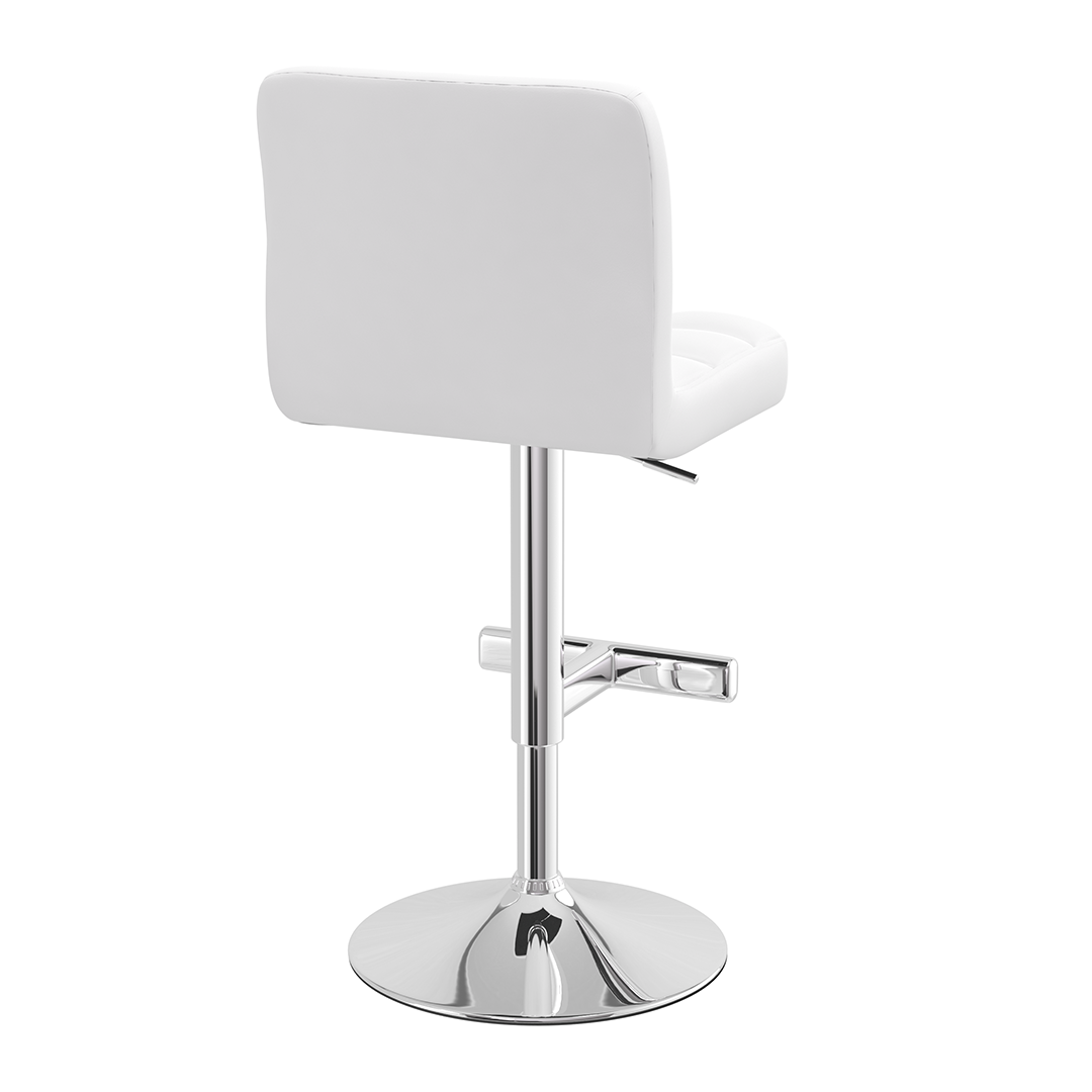 Faux Leather Bar Stool With Chrome Metal Pedestal Base - Goldcrest
