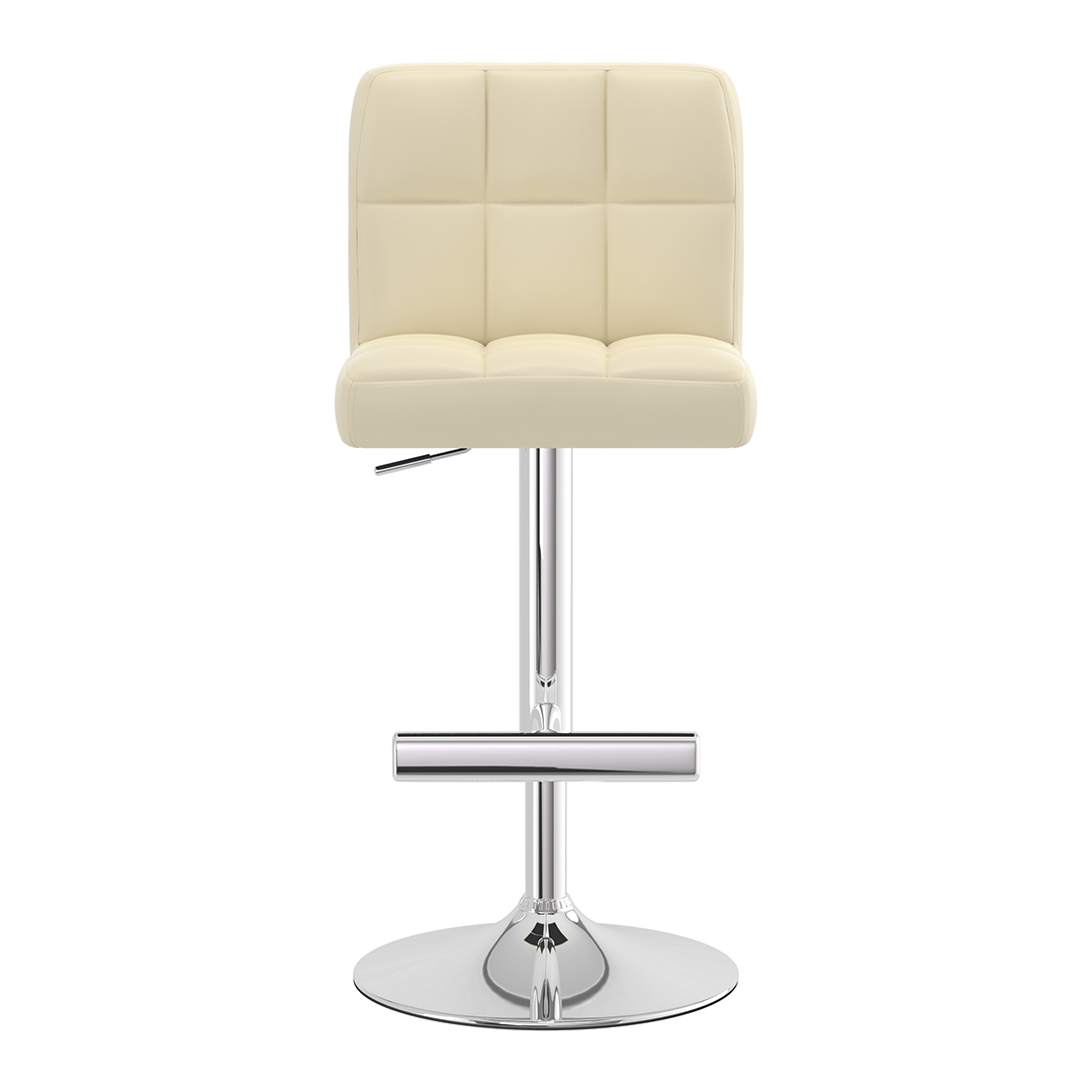 Faux Leather Bar Stool With Chrome Metal Pedestal Base - Goldcrest