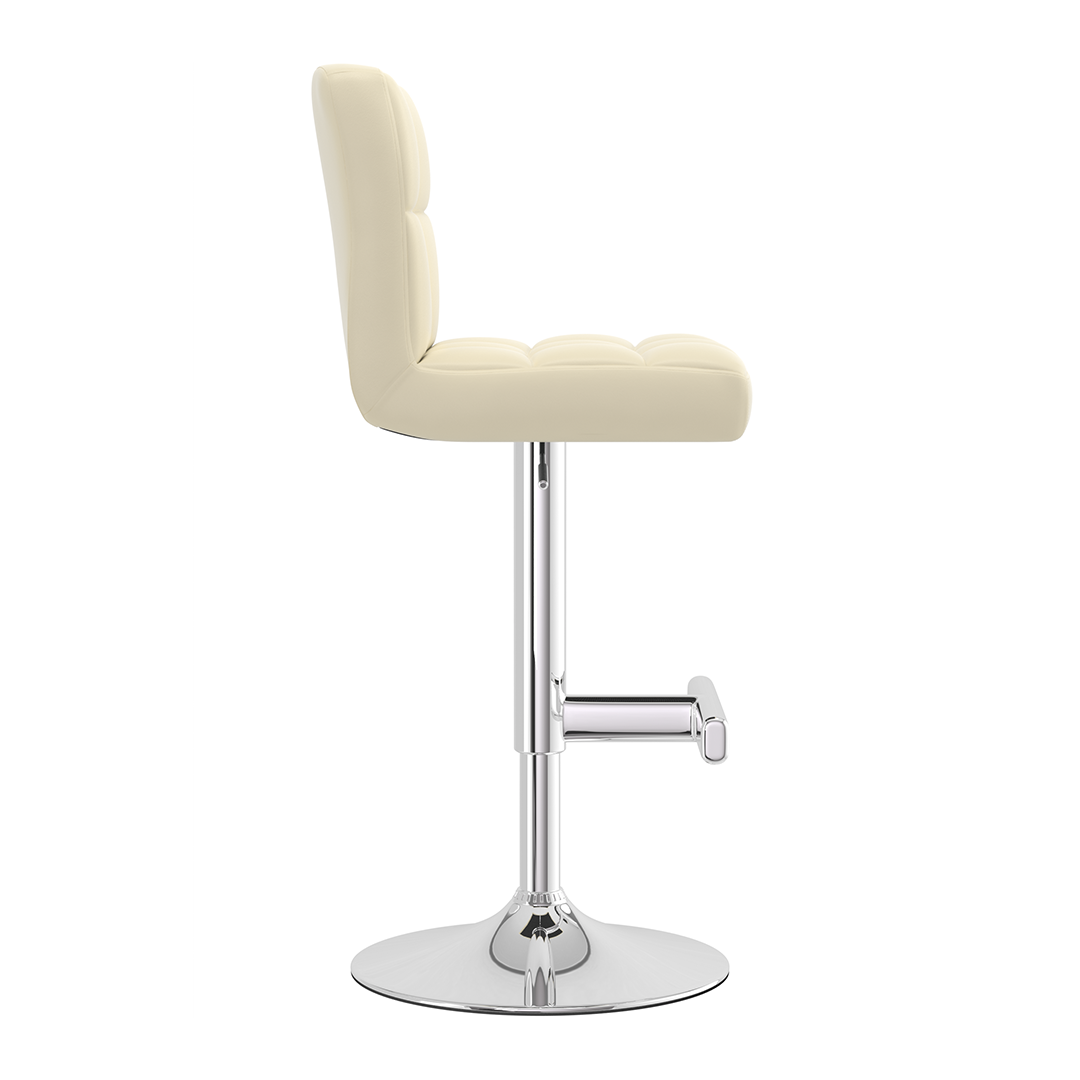 Faux Leather Bar Stool With Chrome Metal Pedestal Base - Goldcrest