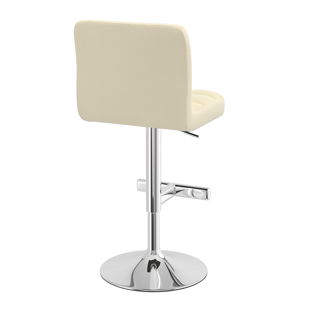 Faux Leather Bar Stool With Chrome Metal Pedestal Base - Goldcrest