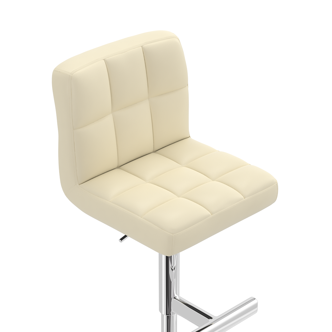 Faux Leather Bar Stool With Chrome Metal Pedestal Base - Goldcrest