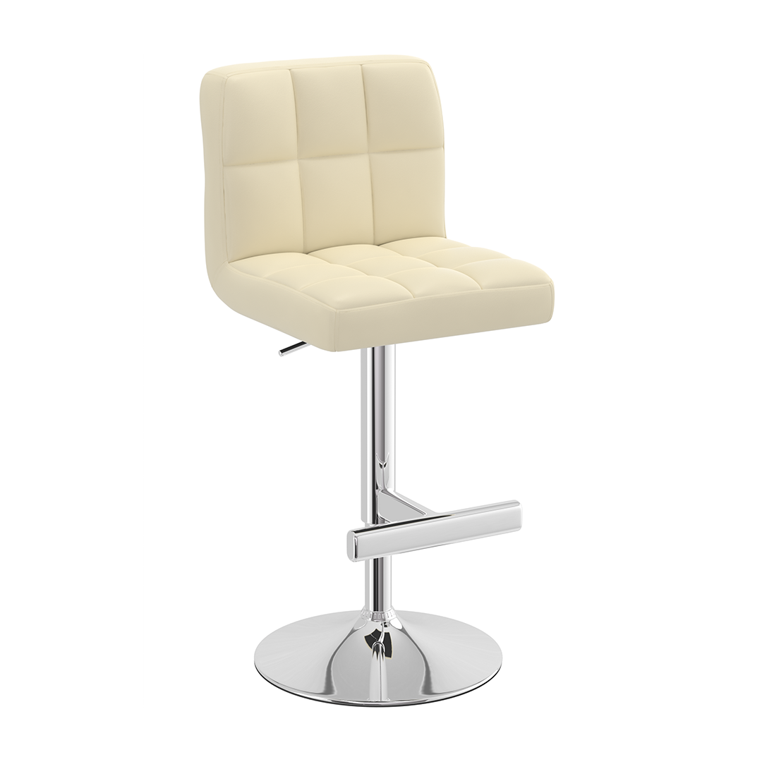 Faux Leather Bar Stool With Chrome Metal Pedestal Base - Goldcrest