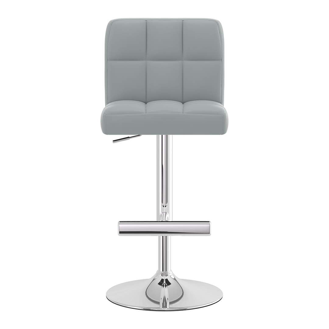 Faux Leather Bar Stool With Chrome Metal Pedestal Base - Goldcrest