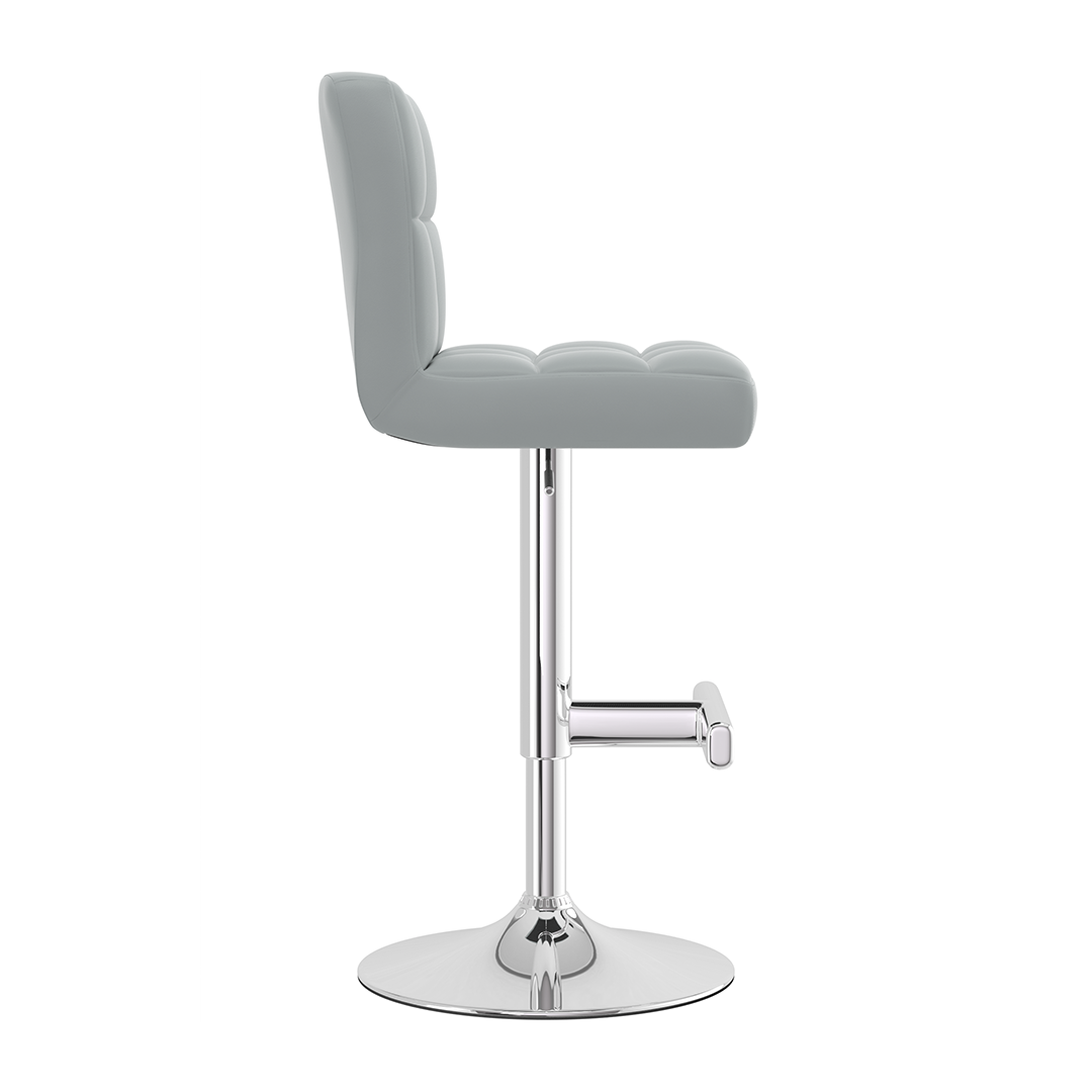 Faux Leather Bar Stool With Chrome Metal Pedestal Base - Goldcrest