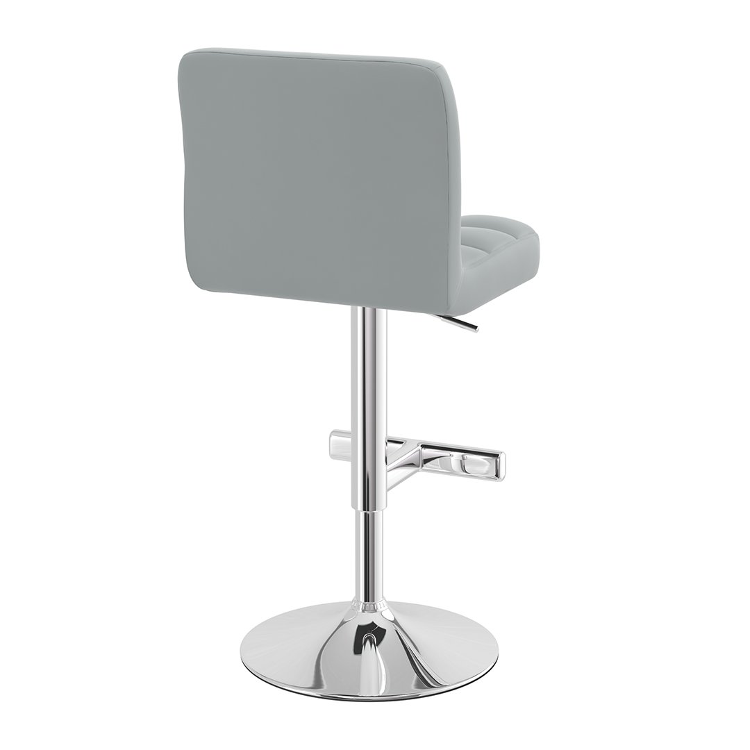 Faux Leather Bar Stool With Chrome Metal Pedestal Base - Goldcrest