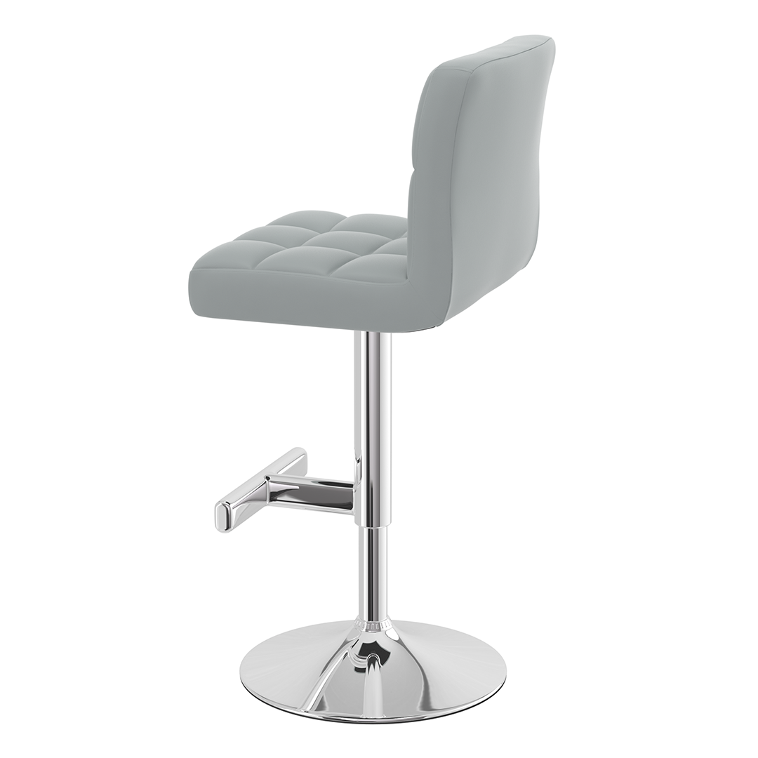 Faux Leather Bar Stool With Chrome Metal Pedestal Base - Goldcrest