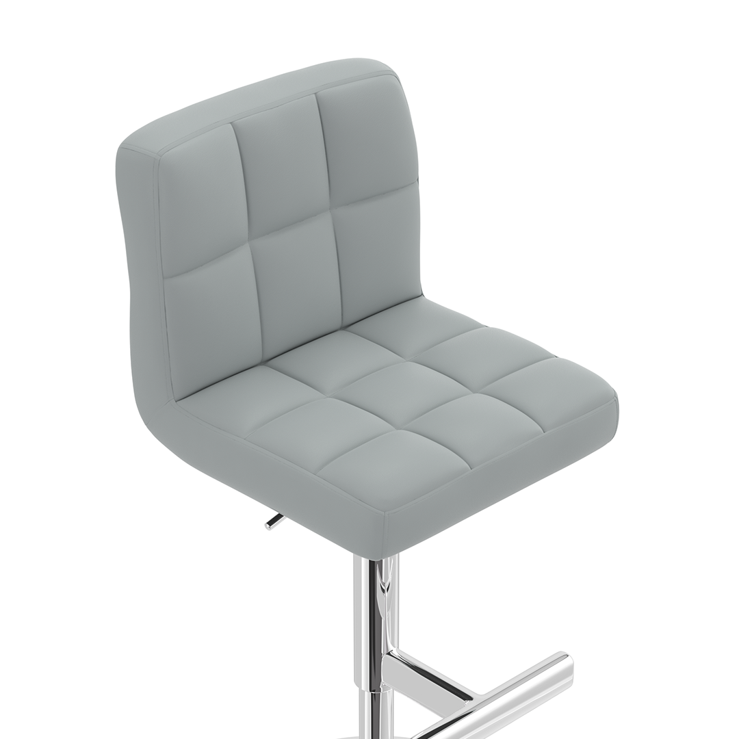 Faux Leather Bar Stool With Chrome Metal Pedestal Base - Goldcrest