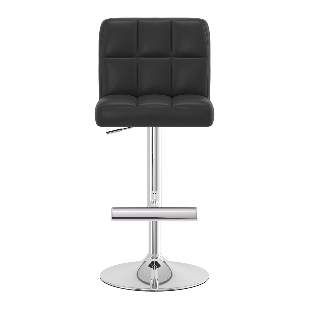 Faux Leather Bar Stool With Chrome Metal Pedestal Base - Goldcrest