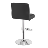 Faux Leather Bar Stool With Chrome Metal Pedestal Base - Goldcrest